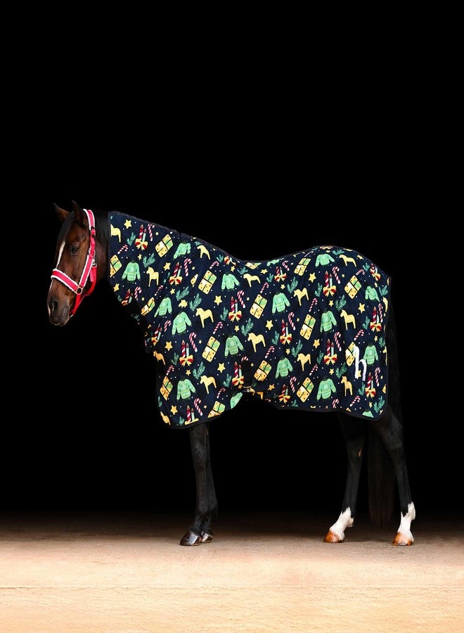 HORZE Santa Christmas Fleece High Neck Cooler - Christmas Jumper Print - 78 in - Image 1